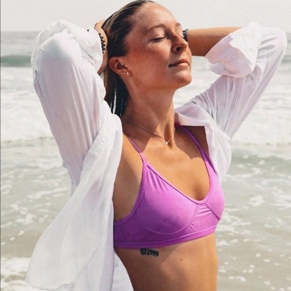 NWT Gnash Teardrop Crop Purple Swimsuit - Picture 2 of 5